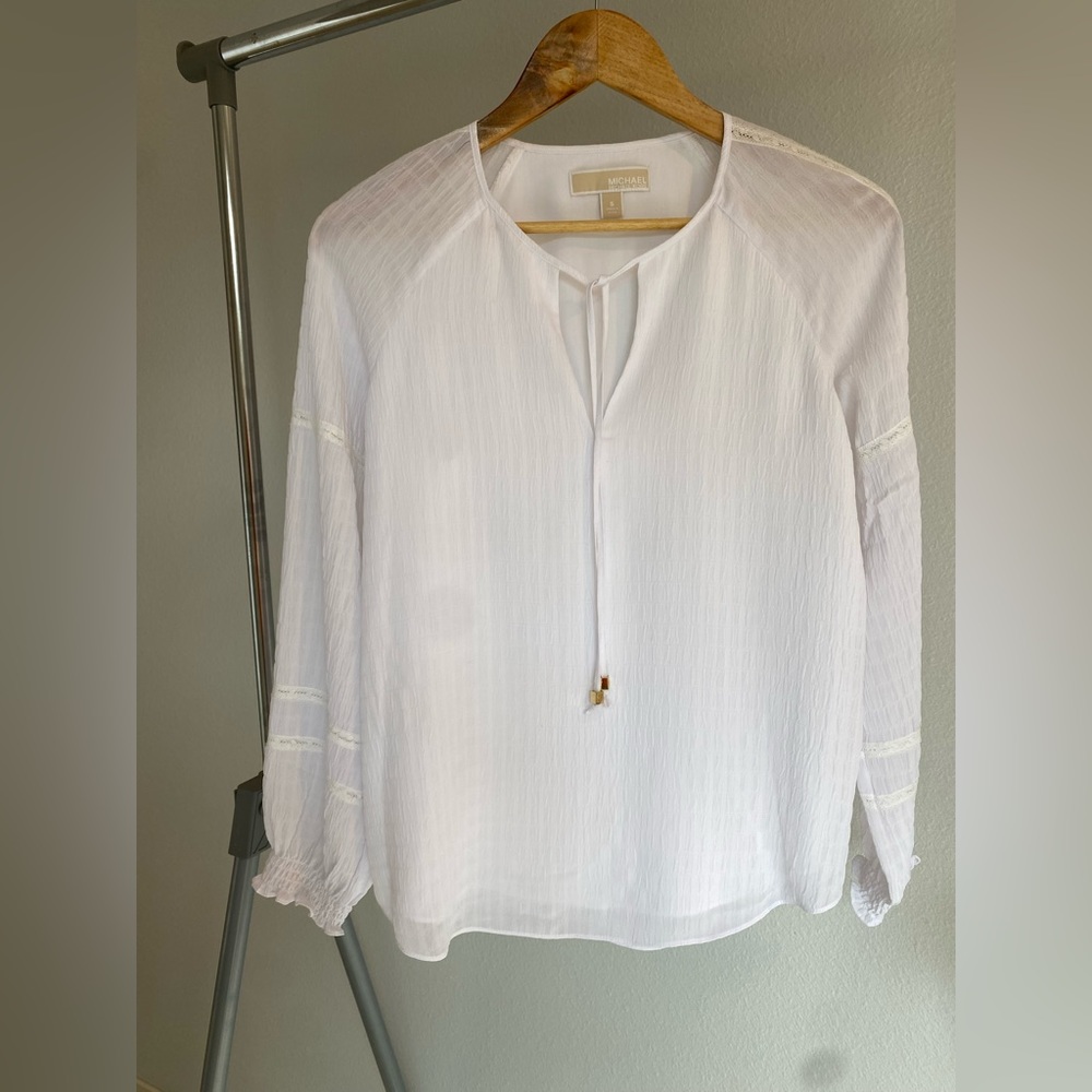 Michael Kors long sleeve white Boho shirt size Small